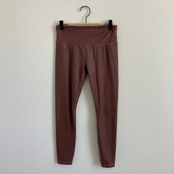 Athleta Elation Shimmer Tight Cinnamon Brown Pull On High Waist Leggings Small - Picture 2 of 9